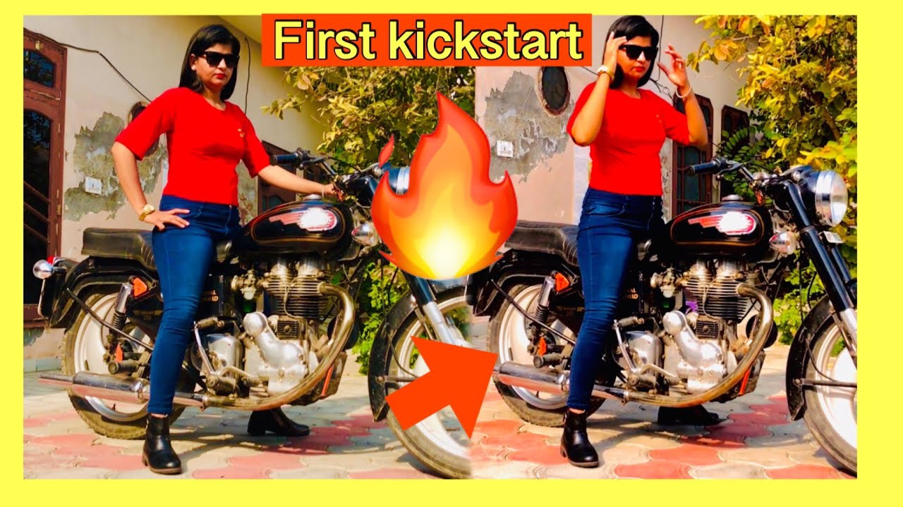 First kickstart bike 🏍 by Punjabi girl Royal enfield Motorcycle