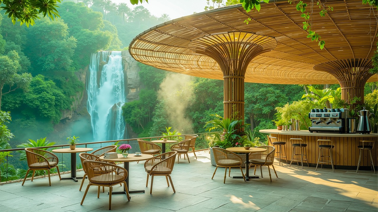 Serene Forest Balcony Coffee Jazz 🌿 Smooth Jazz Music & Calm Nature Ambience for Relaxation