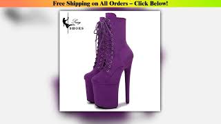 8Inch Strip Ankle Boots Womens Pole Dancing Boots 20Cm Platform Short Boots Suede Round Head