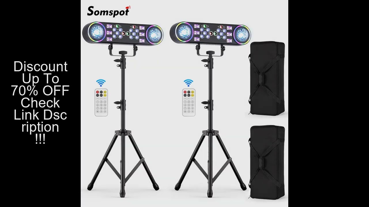 2PCS Bracket Effect Lights 7in1 RGBW LED Light Stand Kit W/Bag Magic Ball Beam Effect Light Remote C