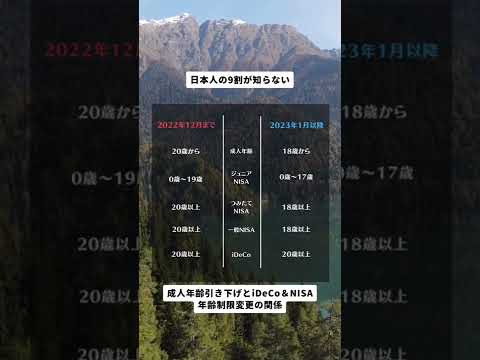 【成人年齢の引き下げとつみたてNISA&iDeCoの年齢制限の関係】タップで止まるよ〜！#shorts