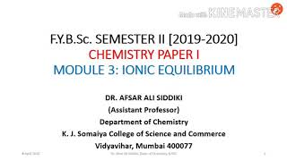 IONIC EQUILIBRIUM (Module 3) Part I