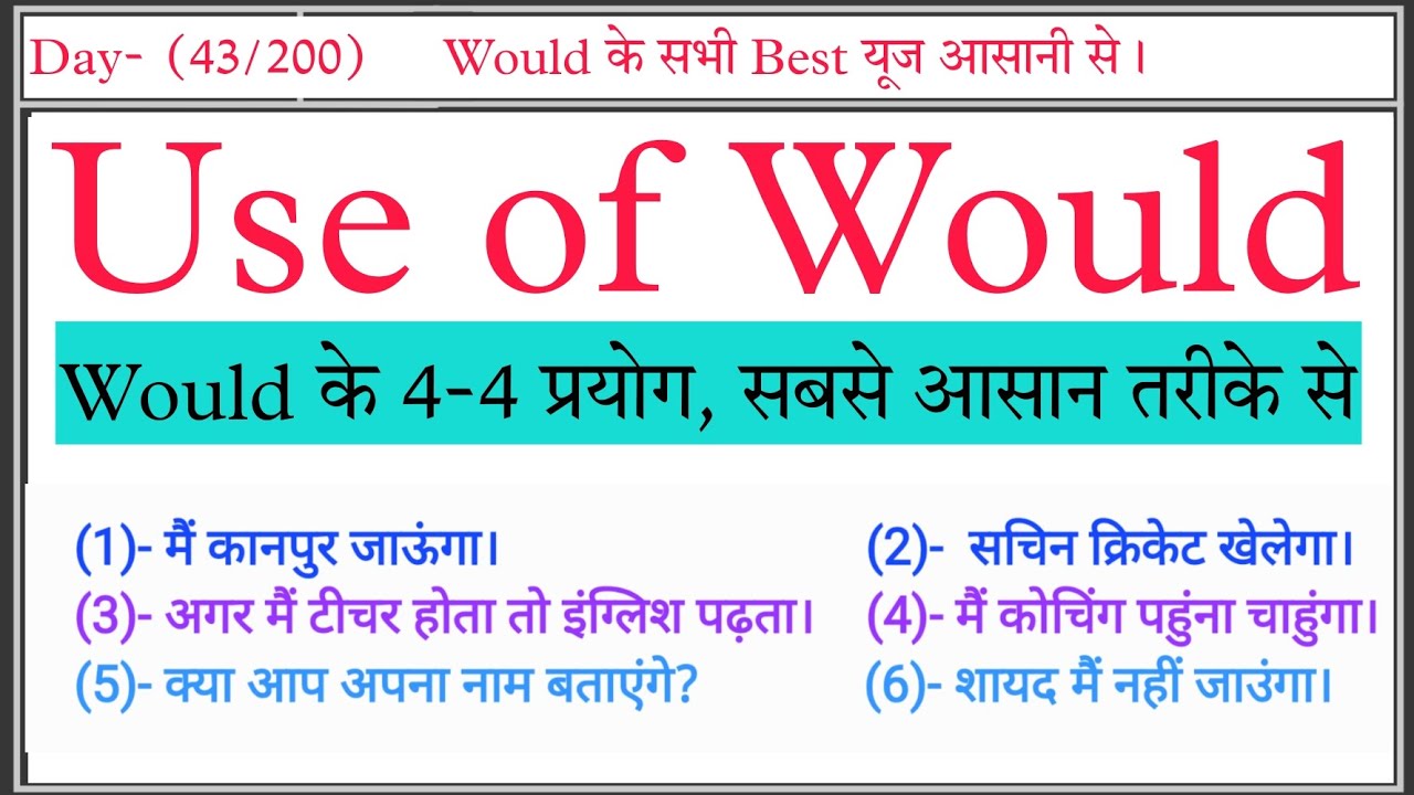 Would पर करे PhD | All of Would in Detail with Examples | Modal Verbs ...