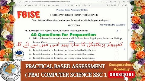 Practical Based Assessment Computer Science SSC I FBISE || PBA Practice Question Class 9 ||