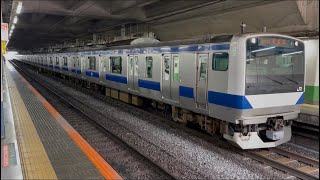 E531系0番台K468編成+K418編成が快速土浦行きとして北千住駅1番線から発車するシーン (2341M) 2026.7.31.8:46