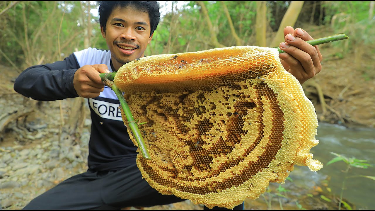 The bees on the bamboo are really big, the natural bees are really