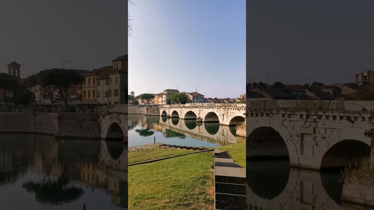 Park near Ponte di Tiberio | Набережная у древнего моста через реку Мареккья | Италия, июнь 2025