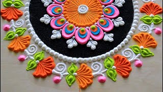 Krishna janmashtami special rangoli designs with colours l Krishna jayanti rangoli l kolam muggulu
