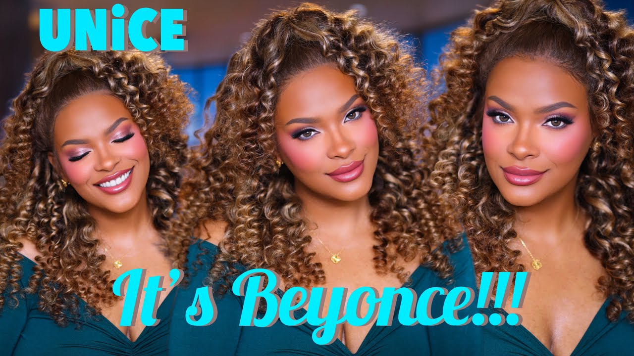 The Prettiest Carmel Blonde Highlight Water Wave Wig | Glueless + Drawstring | Ft. Unice Hair