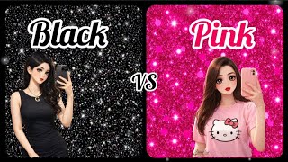 Hitam vs Merah Muda 💖🖤 | Warna Mana yang Menang? gaun👗 sepatu hak tinggi👠 kuku💅 anting ✨ riasan💄 ...