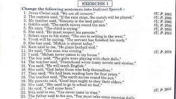 direct and indirect speech exercise 1 class 12 | Exercise 1 Class 12 | Exercise 1 English Class 12