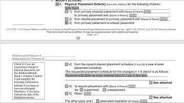 Completing the Custody and Placement Sections of a Modification Motion (outdated version)