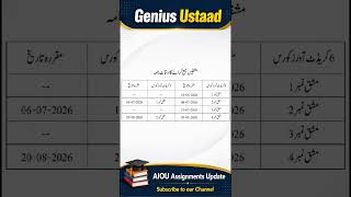 AIOU Spring 2026 Assignment Dates | Matric, FA, BA Official Schedule ✅