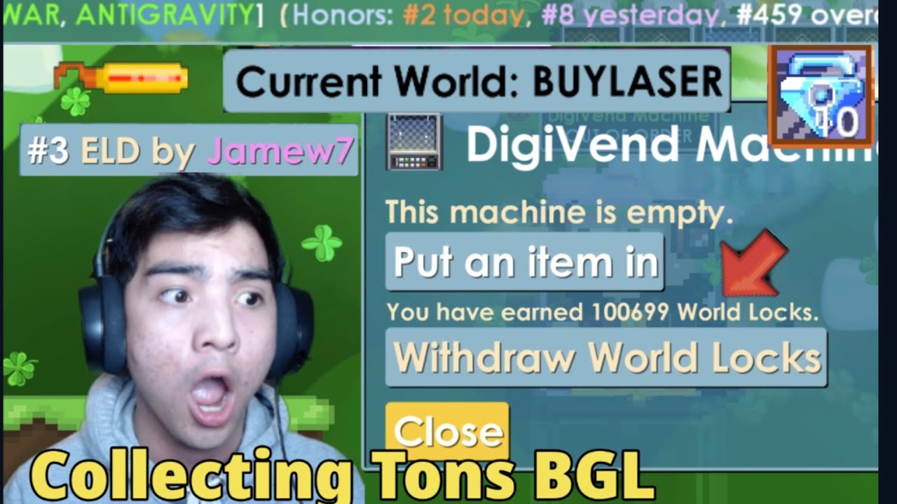 Collecting Tons BGLS From "BUYLASER" (TONS PROFIT!) + BEST FARMABLE  in Growtopia - Growtopia