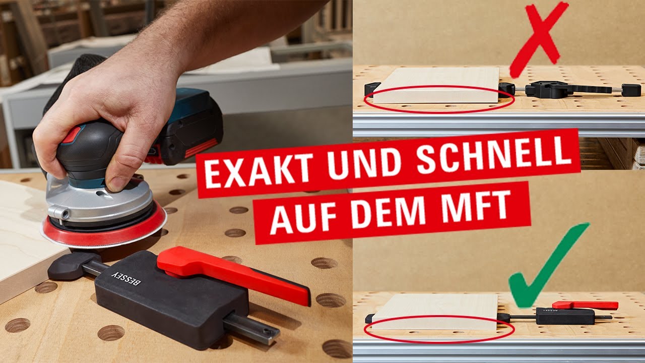 Sicher und exakt spannen: Waagrecht-Niederzugspanner für Multifunktionstische WNS-SET-MFT  |  BESSEY