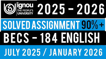 BECS 184 SOLVED ASSIGNMENT 2025-26 | BECS 184 SOLVED ASSIGNMENT 2025-26 IN ENGLISH | BECS 184