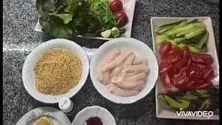 Susamlı Tavuk Şeritleri Salatası Ve Yoğurtlu Közlenmiş Patlıcan Salatası