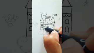 How I doodle castle (#fairytales) #doodle #shorts #castle