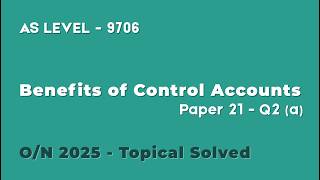 AS Accounting 9706 | Control Accounts Theory Question Solved