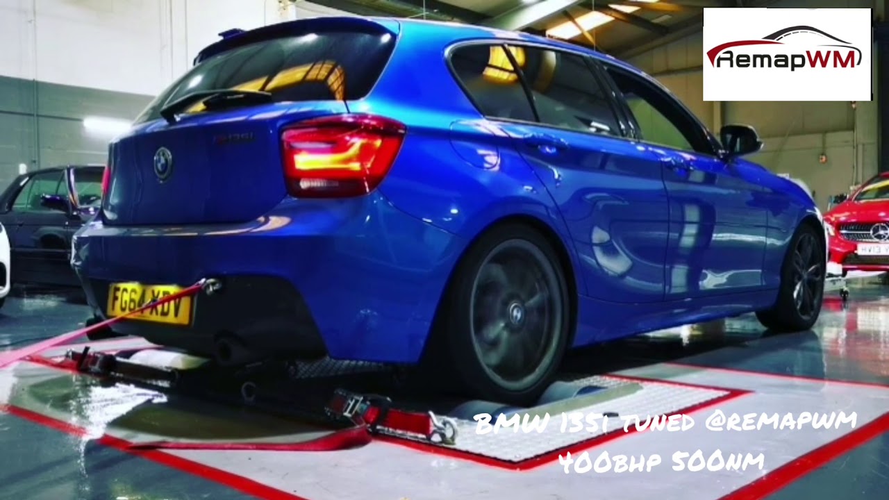 BMW 135i 400BHP Custom remapping on our Dyno rolling road. Decat Pops and bangs🔥🔥