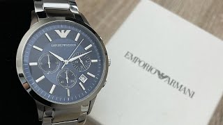Emporio Armani Blue Dial Chronograph  Stainless Steel Men’s Watch AR2448 (Unboxing) @UnboxWatches
