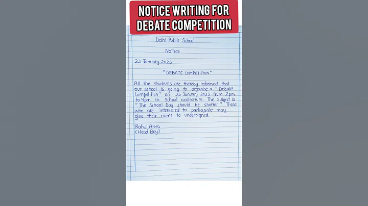 Notice writing for Debate competition#noticewriting #noticeformat #shorts #short #youtubeshorts