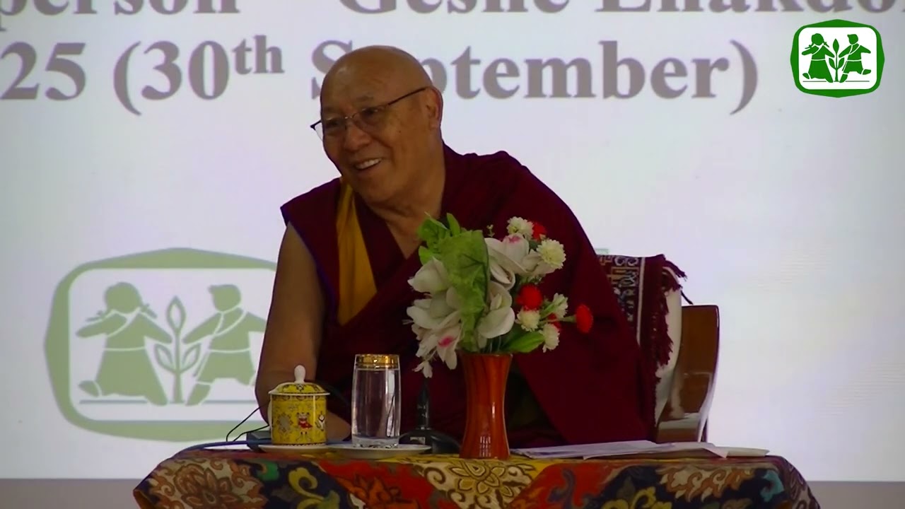 Geshe Lhakdor la talk on SEE Learning at TCV