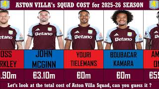 Aston Villa's Squad cost for 2025/26 season | Can you guess the overall transfer fee paid???