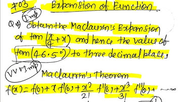 #03 Expansion of function in hindi | Problem of Maclaurin theorem