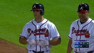 COL@ATL: Recker earns his first hit with the Braves