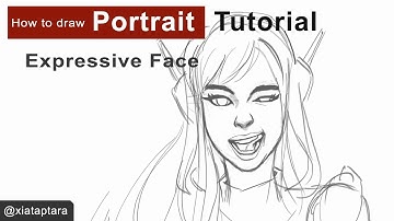 How to draw a portrait with expressive face tutorial