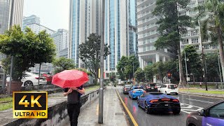 Rainy walk in Kuala Lumpur, KLCC and Bukit Bintang  Binaural rain sounds