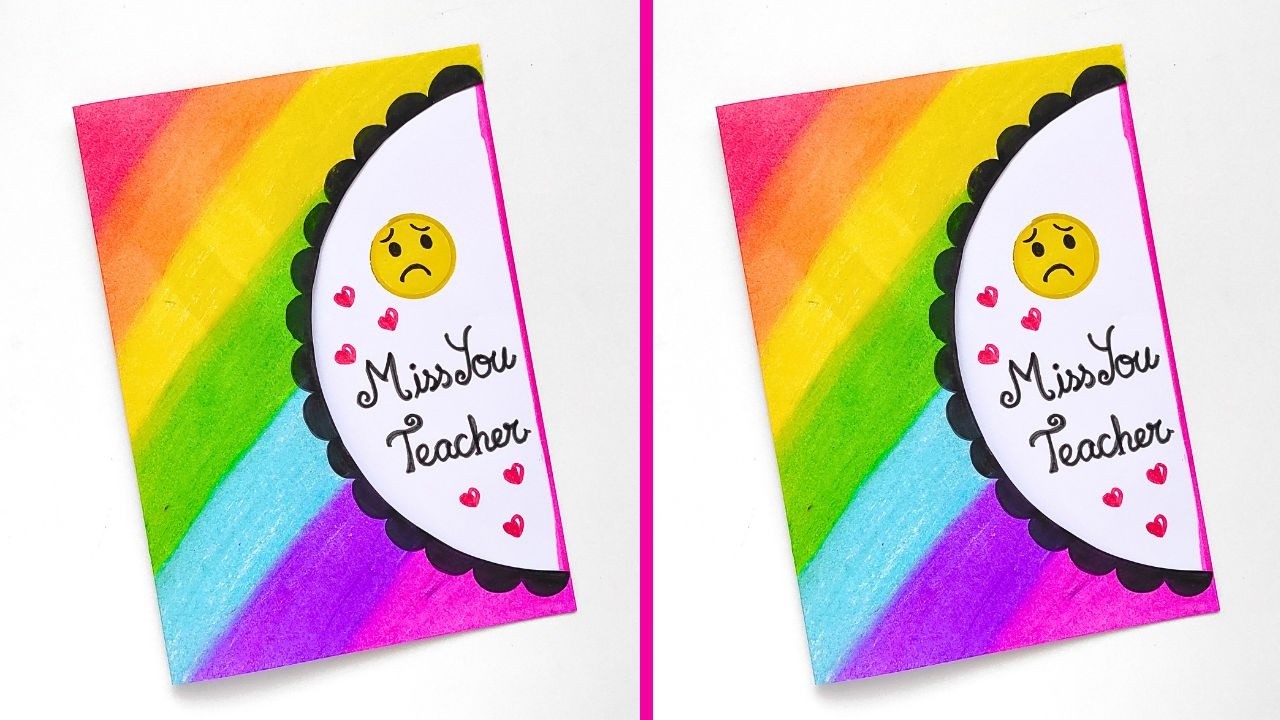 Miss you card | Easy & Beautiful Miss you card for Teachers | White paper Miss you card idea
