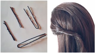 How to use bobby pin and U-pin correctly|how to hide hairpins|hairpins tricks|hairpins hack Resimi