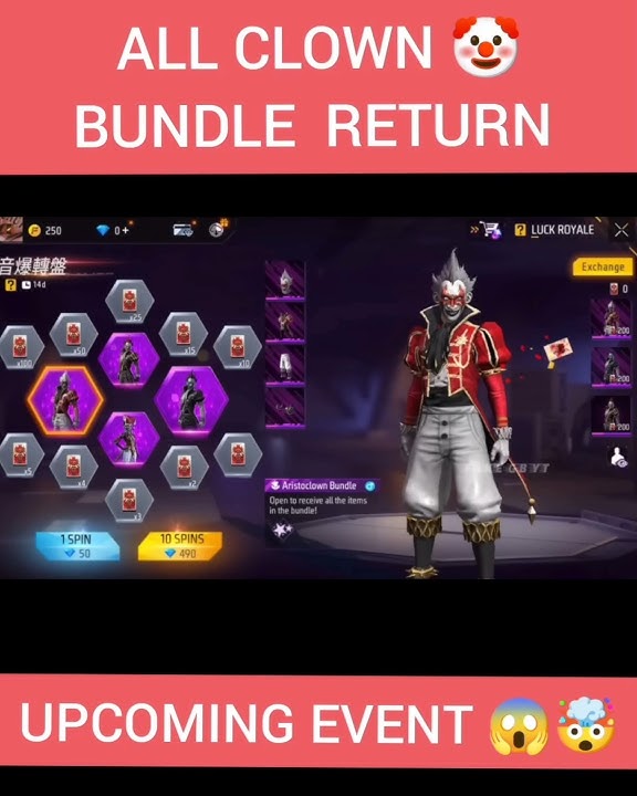 free fire all clown bundle return😱 | free fire upcoming event 🥰 #shorts #shortfeed #clown #bundle