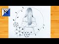 How to draw a girl backside with circle frame | Pencil sketch tutorial for beginner | Easy drawing