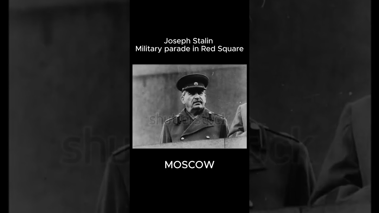 Joseph Stalin oversees a May Day military parade in Red Square. 