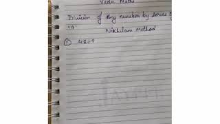 Vedic Maths - Division Of Any Number By Series Of 9