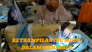 Aktifitas Mamah Muda Lagi Menjahit Masang Kerah Baju Anak