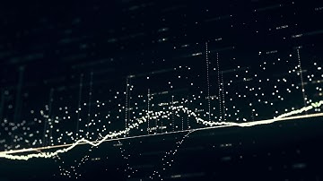 Abstract background with animation of growing charts and flowing counters of numbers with symbols of