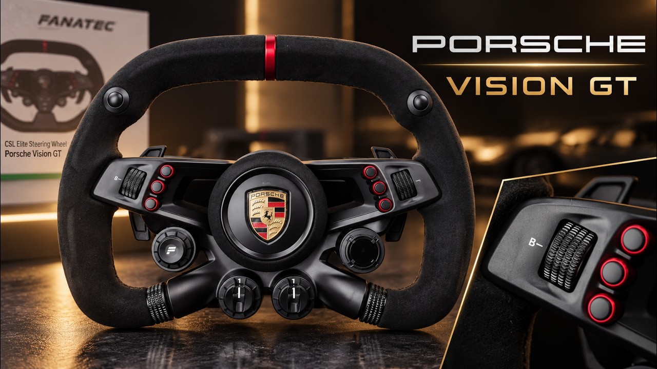 YouTube thumbnail for Fanatec CSL Elite Steering Wheel Porsche Vision GT, Unboxing & Details