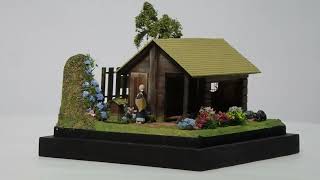 木製 日本家屋のミニチュア　木彫り民家 Billy Miniature Tono Thatched Roof House Kit ミニチュア