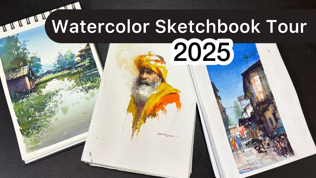 Watercolor sketchbook tour 2025 | Watercolor techniques .