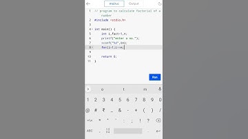 program to calculate factorial of a number #cprogramming #codingguru #shorts😎