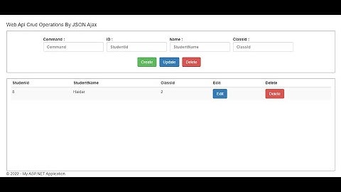 MVC 5 Web Api Crud Operations MVC Using JSON Ajax EntityFramework And SqlServer