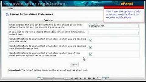 Cari.net -Update contact info in cPanel