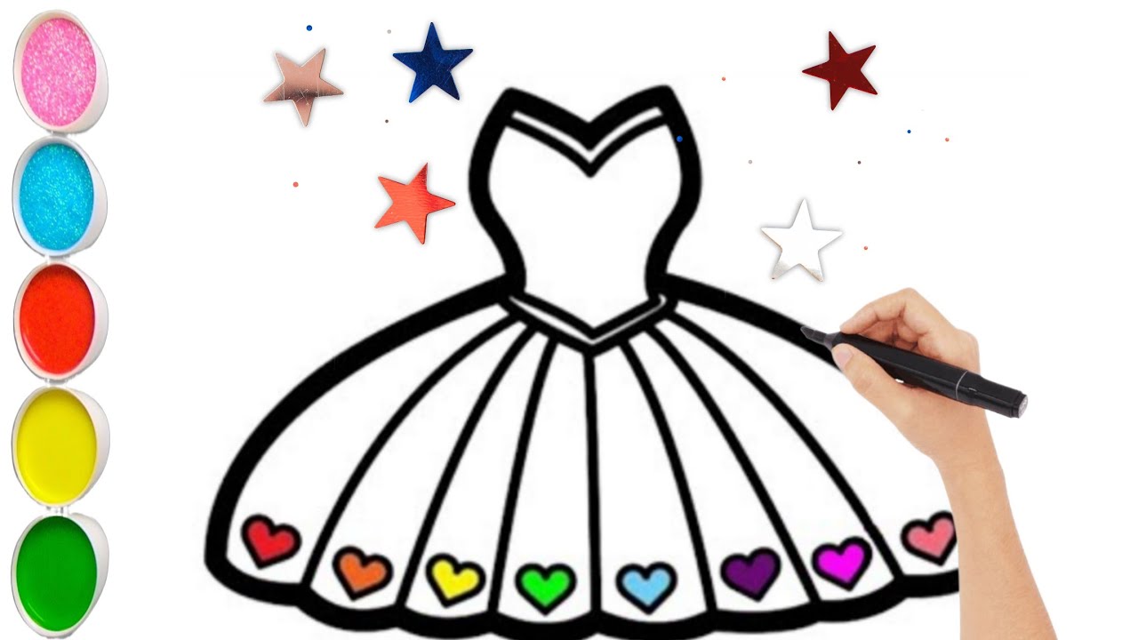 Dress Drawing,Easy,Drawing for Kids,Girl Frock Drawing,How to Draw cute