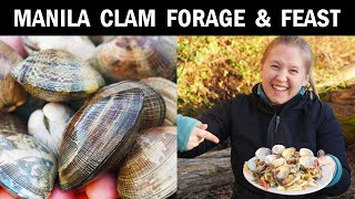 Manila Clam Forage &amp; Feast (Digging &amp; Cooking Clams on the Beach)