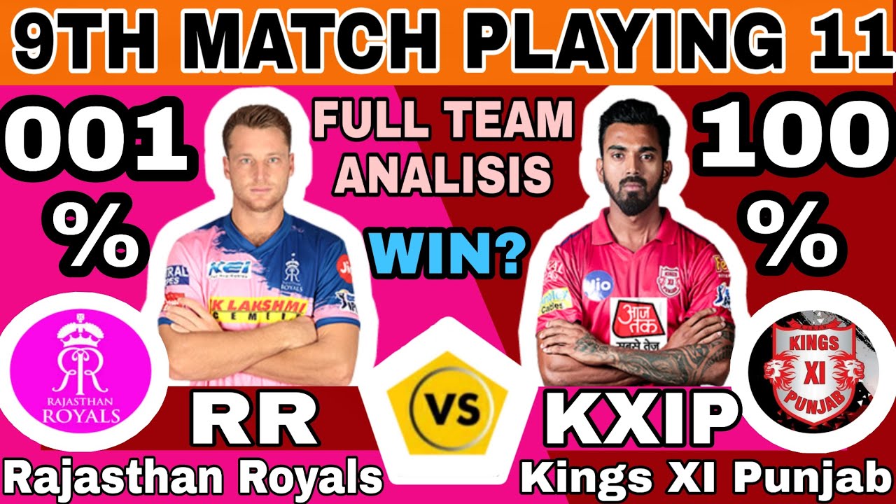 IPL 2020|9TH Match RR vs KXIP Playing 11|Rajasthan Royals VS Kings XI Punjab Full Team Analisis