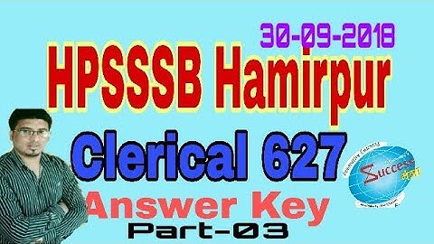 HPSSSB-627(Clerical) -answer key # held on-30/09/2018 #Part-03